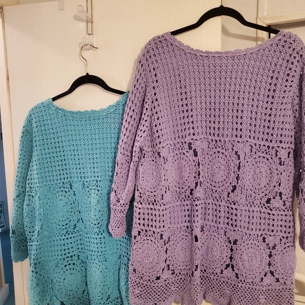 Roamans Aqua Crochet Top - Picture 12 of 12